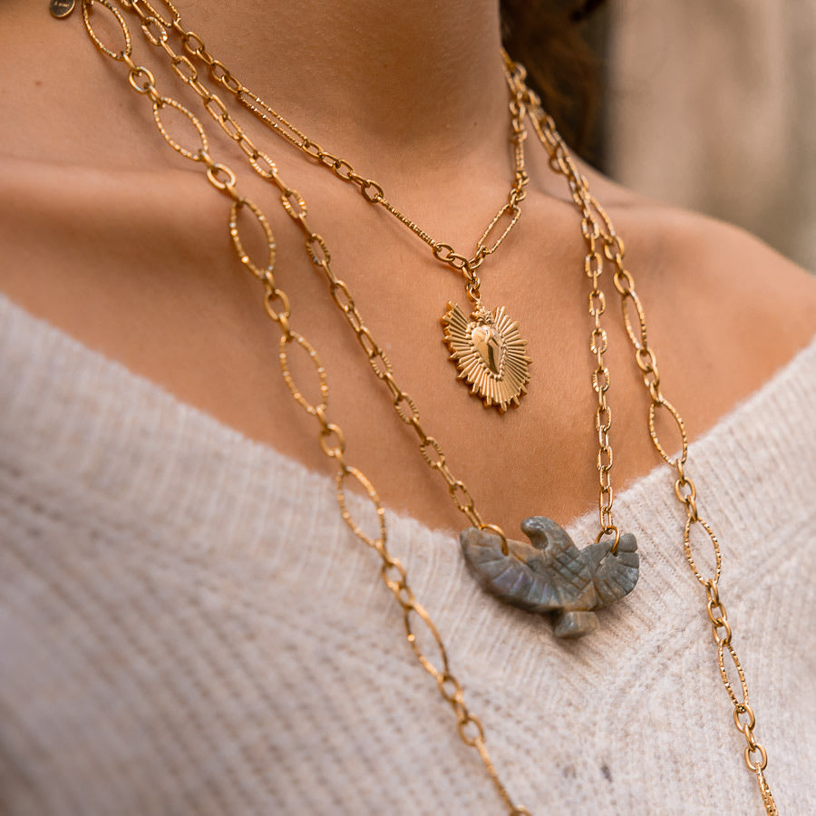 Collier aigle en agate indienne