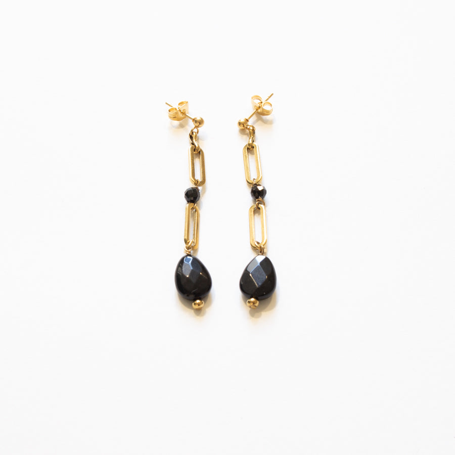 Bo pendantes chaines et gouttes noires