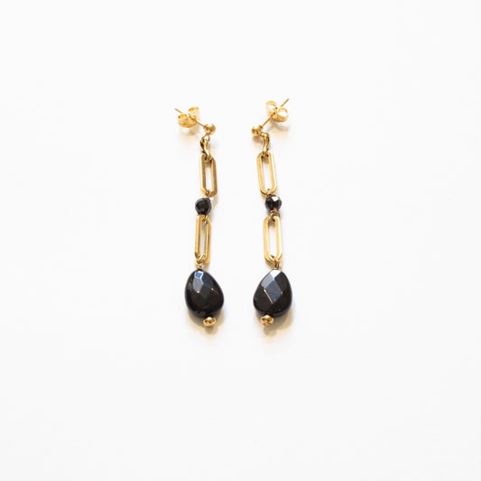 Bo pendantes chaines et gouttes noires