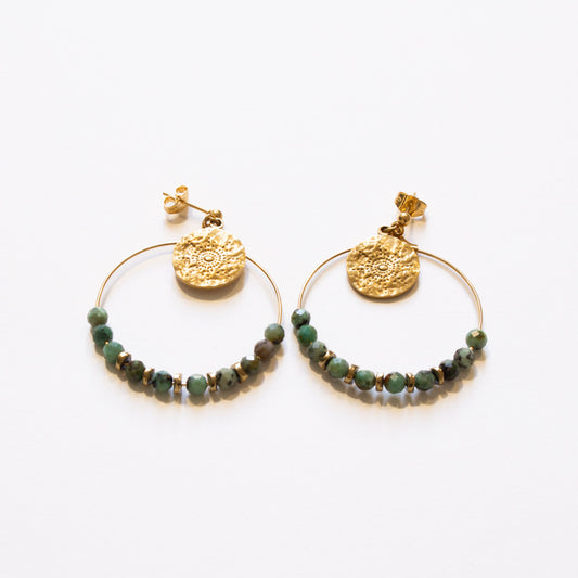 Boucles d'oreilles anneau sur puce et sequin