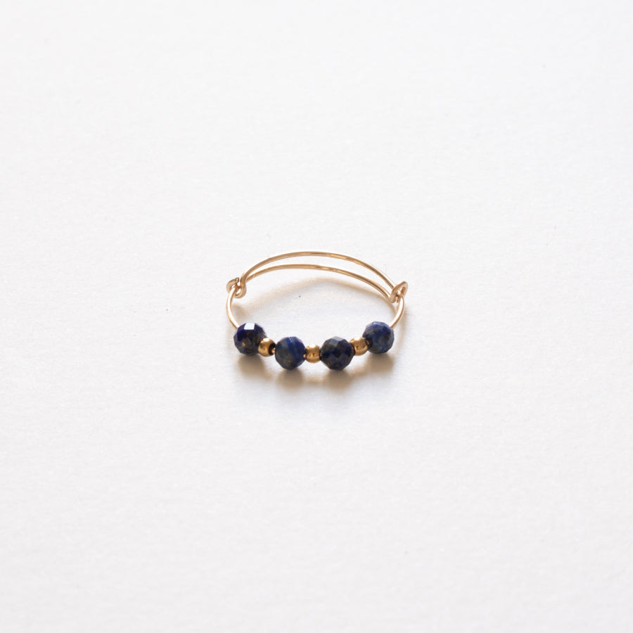Bague réglable en gold filled & pierres naturelles