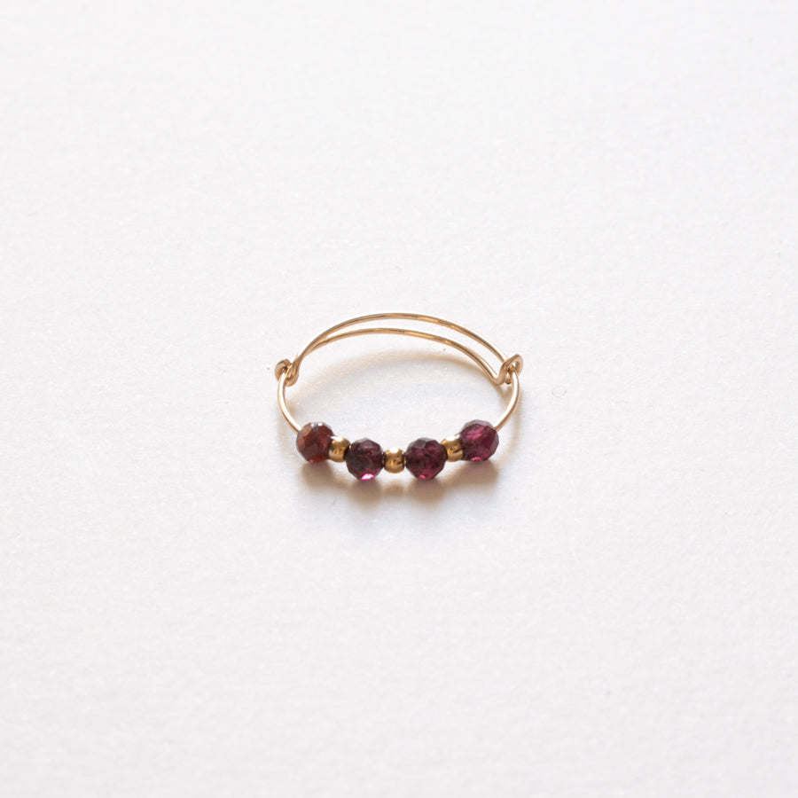 Bague réglable en gold filled & pierres naturelles
