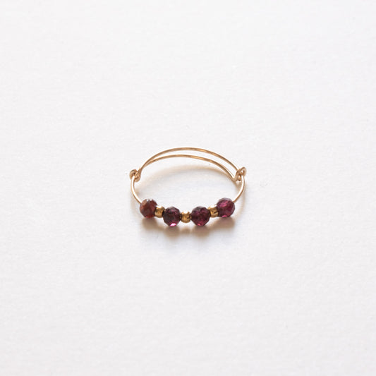 Bague réglable en gold filled & pierres naturelles