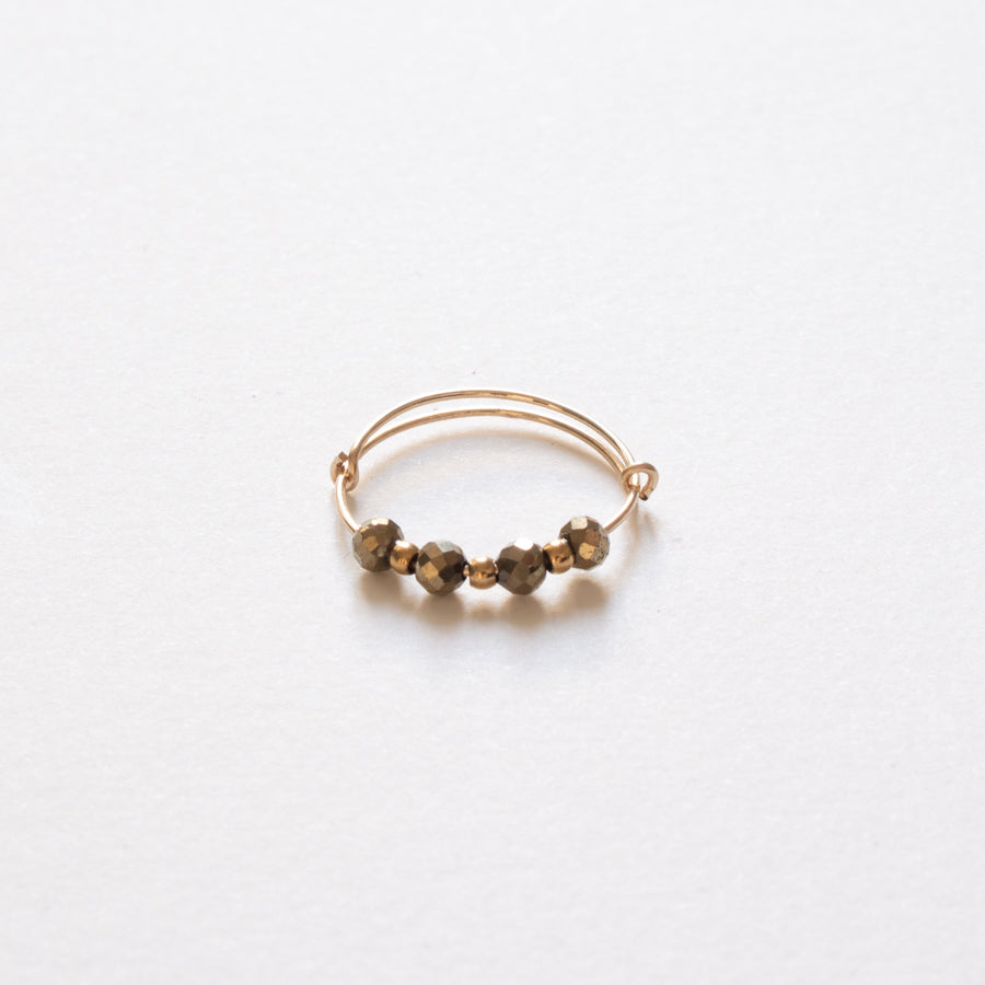 Bague réglable en gold filled & pierres naturelles