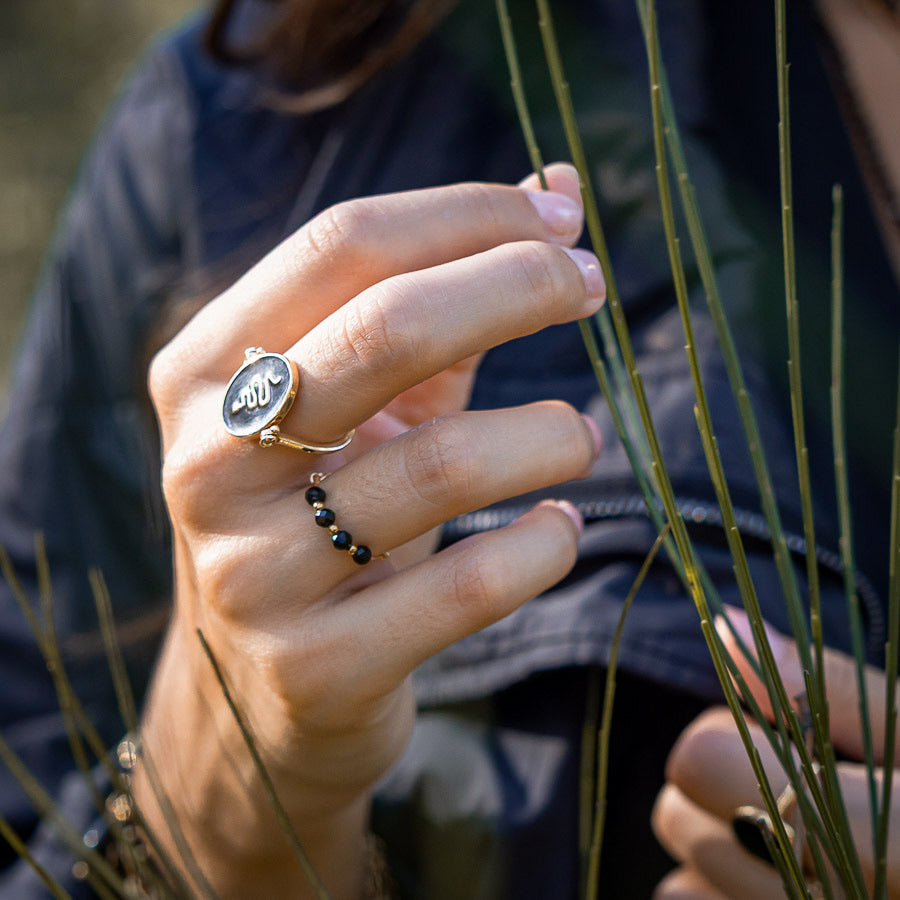Bague réglable en gold filled & pierres naturelles