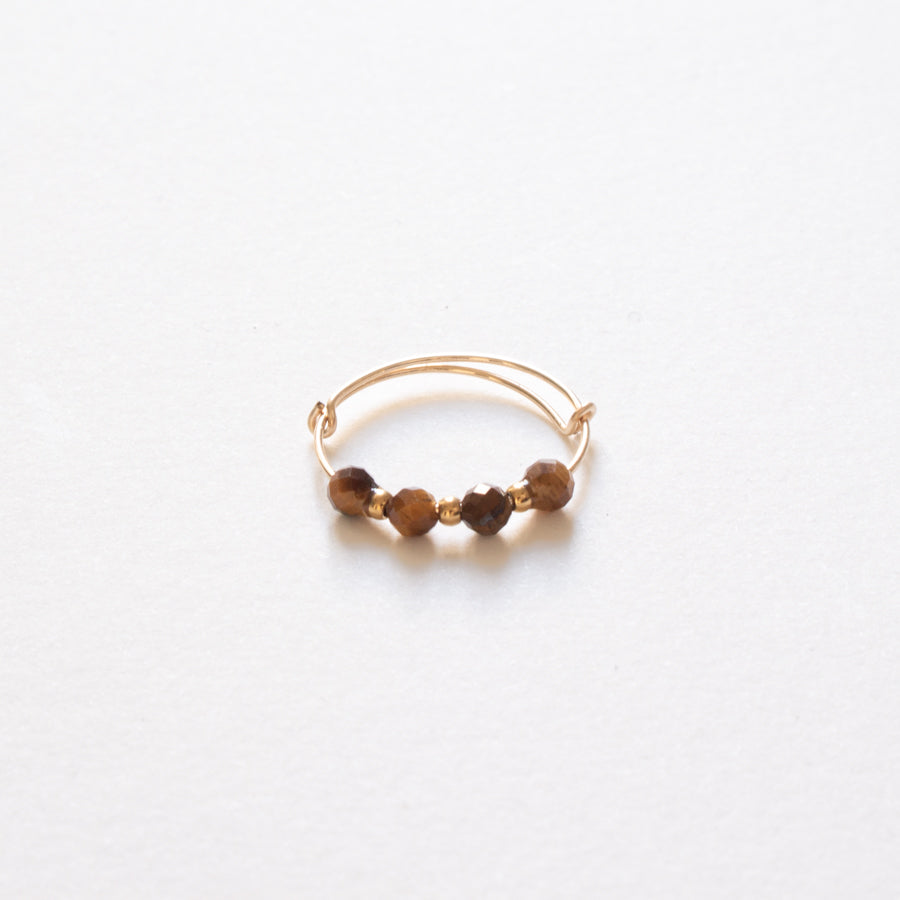 Bague réglable en gold filled & pierres naturelles