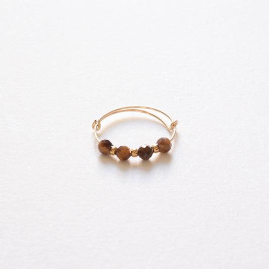 Bague réglable en gold filled & pierres naturelles