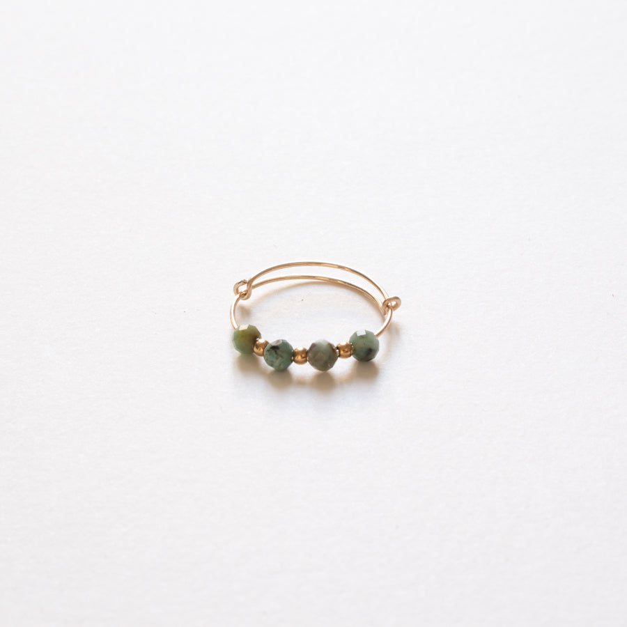 Bague réglable en gold filled & pierres naturelles