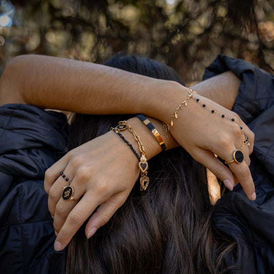 Bracelet charm's coeurs noirs