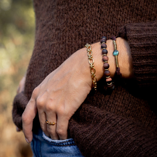 Bracelet mailles rondes dorées