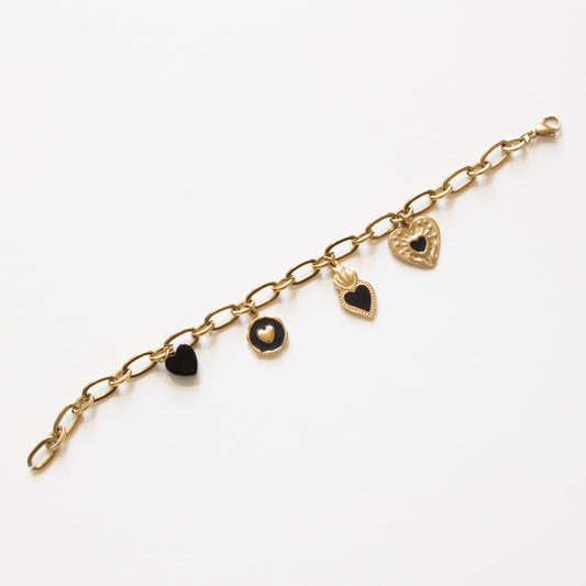 Bracelet charm's coeurs noirs