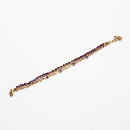 Bracelet duo chaine et grenat