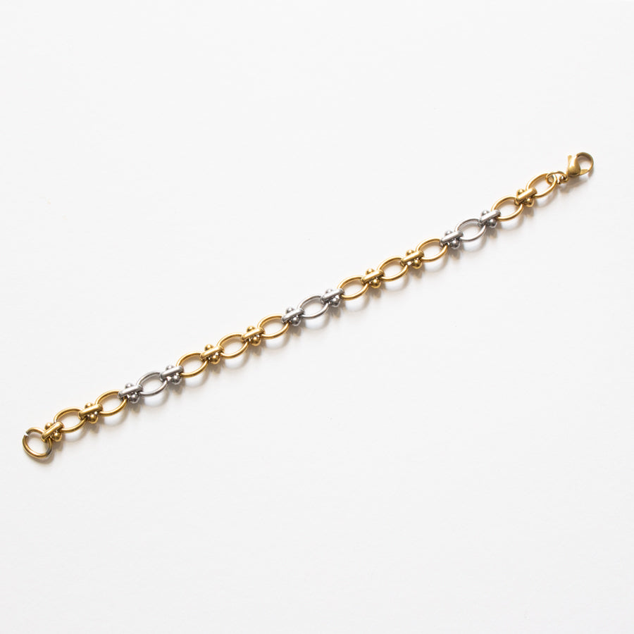 Bracelet mailles rondes dorées et argentées