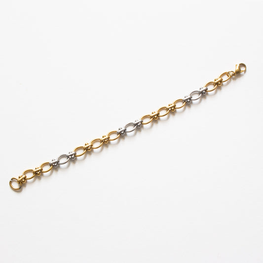 Bracelet mailles rondes dorées et argentées