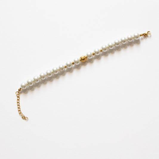 Bracelet perles de verre cirées blanches