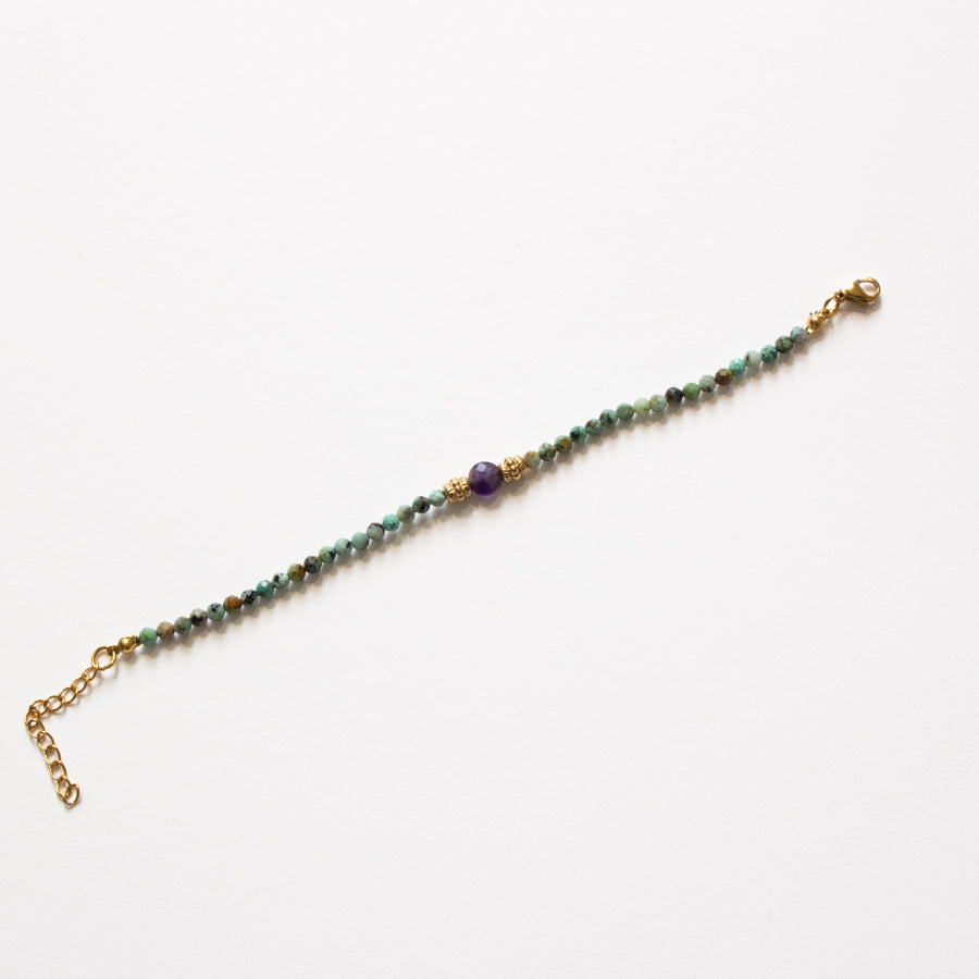 Bracelet turquoise africaine et améthyste