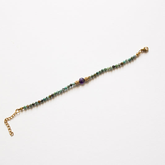 Bracelet turquoise africaine et améthyste
