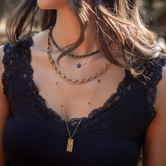 Collier perles grenat