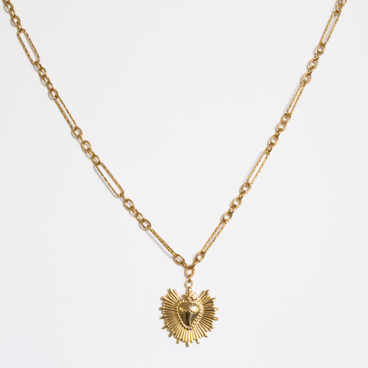 Collier mailles trombones et coeur sacré