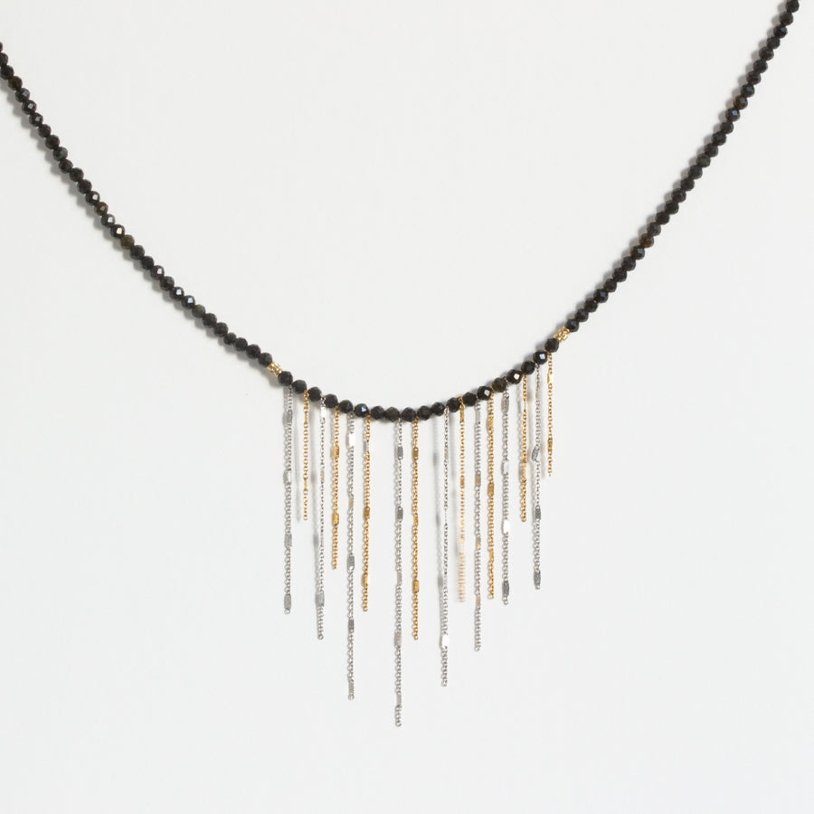Collier onyx franges or et argent