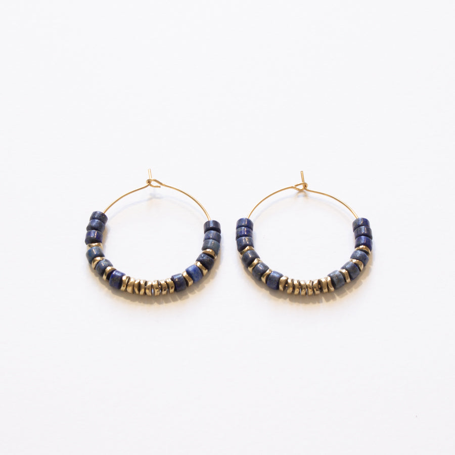 Créoles rondelles lapis lazuli