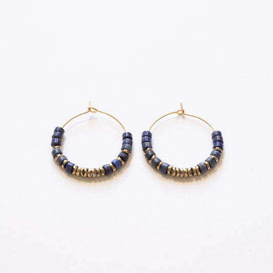 Créoles rondelles lapis lazuli