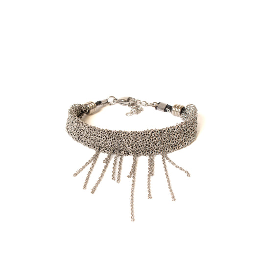 Bracelet tissé acier inoxydable argent