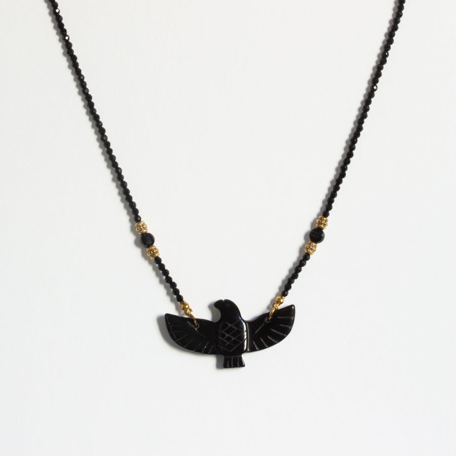 Collier aigle en obsidienne