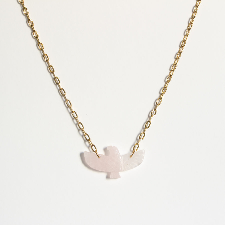 Collier aigle quartz rose