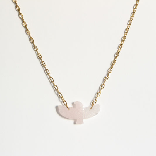 Collier aigle quartz rose