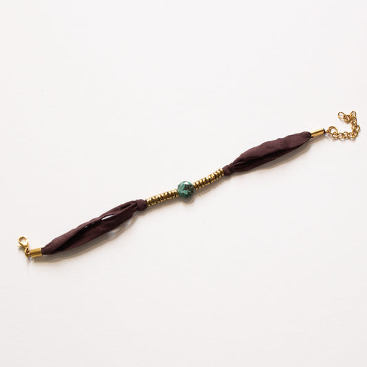 Bracelet soie japonaise et pierre turquoise