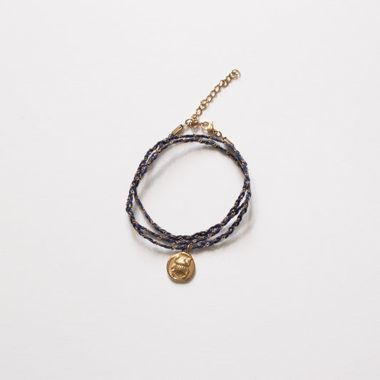 Bracelet tressé chaine et cordon trois tours