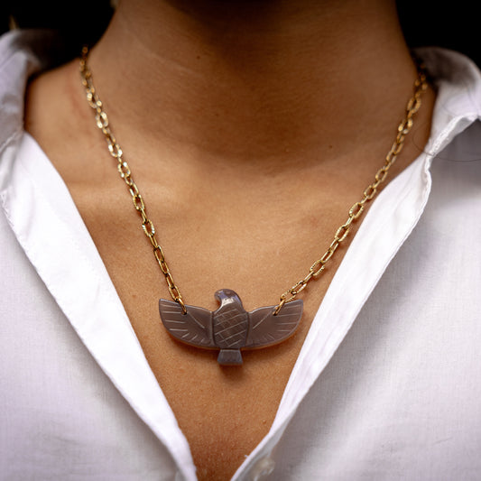 Collier aigle agate grise