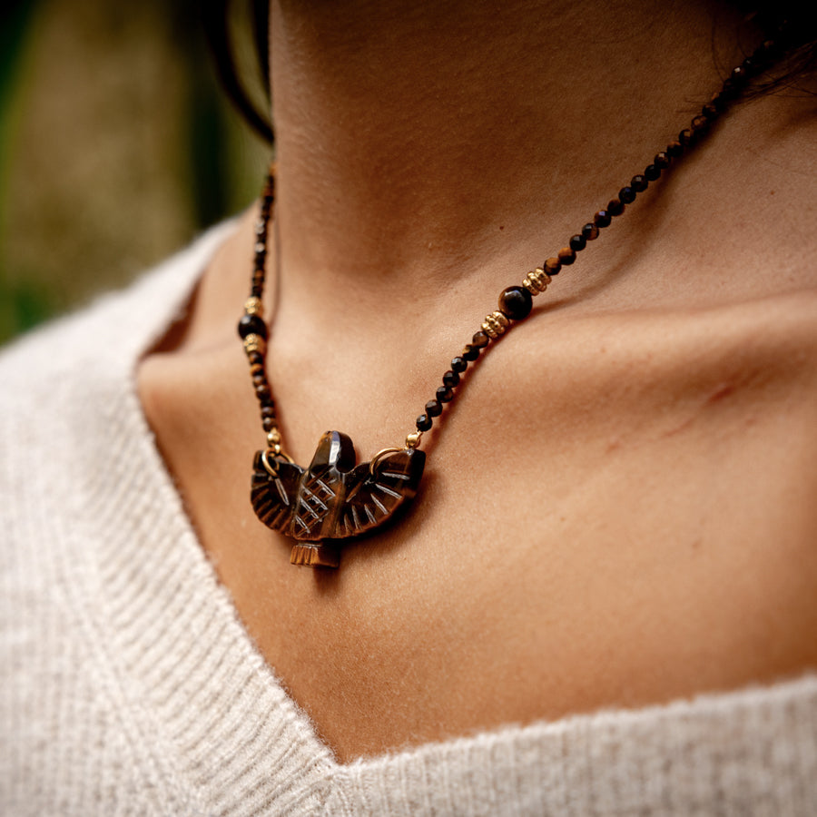 Collier aigle oeil de tigre