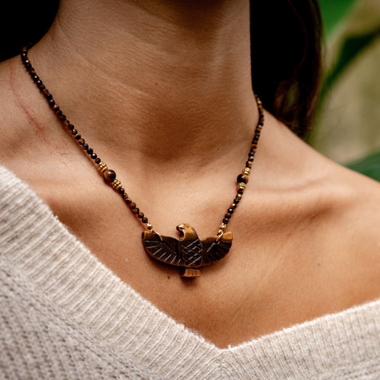Collier aigle oeil de tigre
