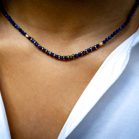 Collier perles lapis lazuli