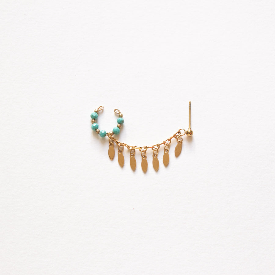 Mono-boucle chaîne pampilles & ear cuff pierres naturelles