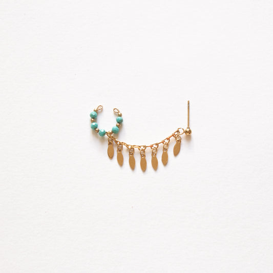 Mono-boucle chaîne pampilles & ear cuff pierres naturelles