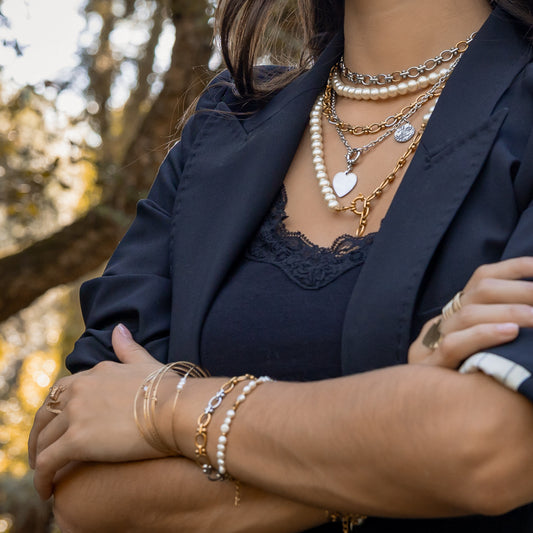 Bracelet mailles rondes dorées et argentées