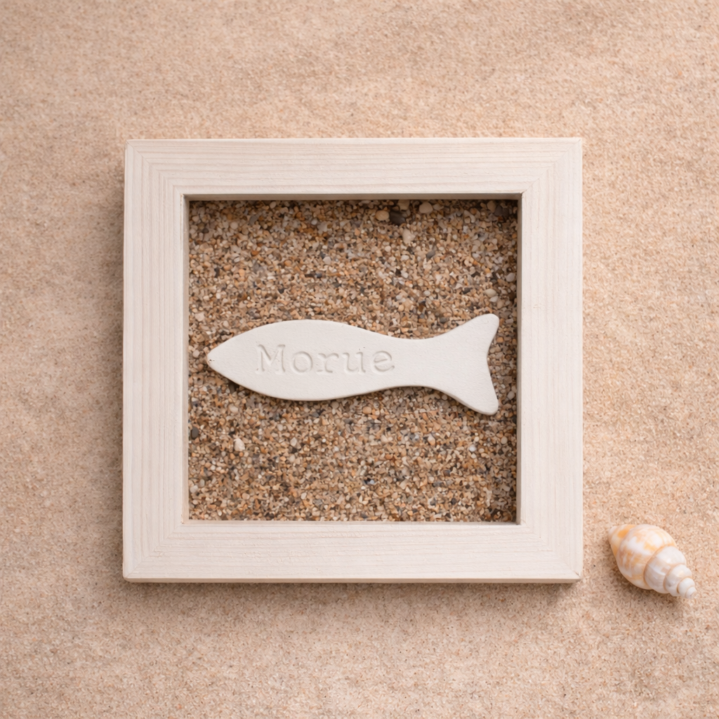 Petit cadre plage poisson morue