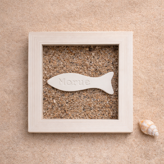 Petit cadre plage poisson morue
